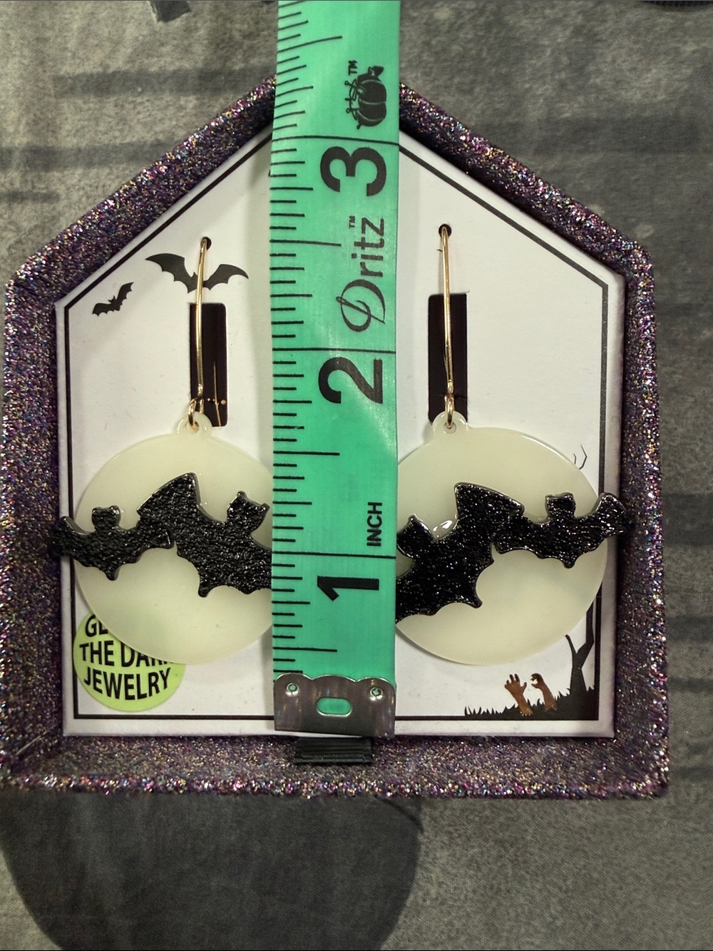 NIB BELLA AND JACK GLOW IN THE DARK BATTY DANGLE EARRINGS - Picture 5 of 5